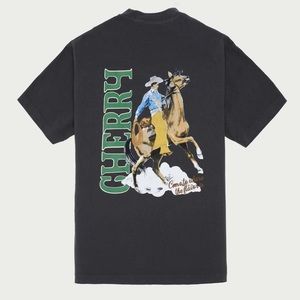CHERRY LA RANCHWEAR S/S OFF BLACK POCKET TEE